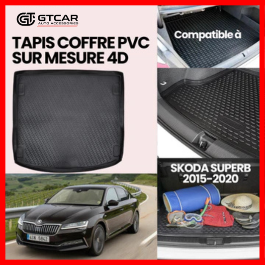 TAPIS SUR MESURE 4D COFFRE PVC SKODA SUPERB 2015-2020