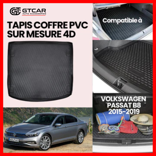 TAPIS SUR MESURE 4D COFFRE PVC VOLKSWAGEN PASSAT B8 2015-2019