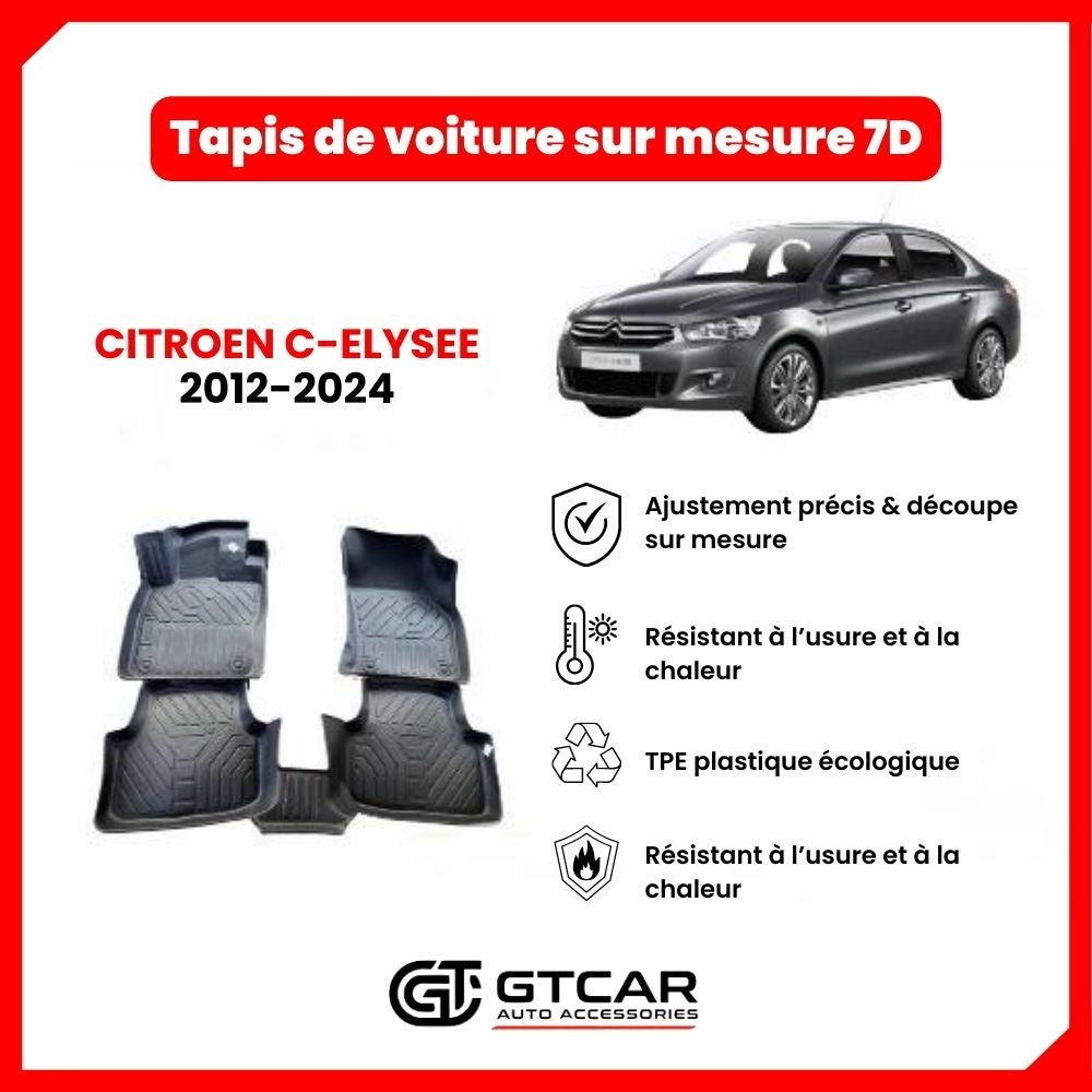 Tapis  sur mesure 7D CITROEN C-ELYSEE 2012-2024