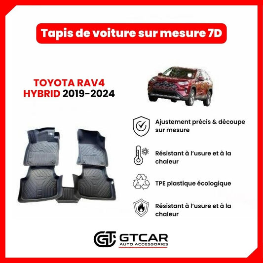 Tapis  sur mesure 7D TOYOTA RAV4 HYBRID 2019-2024