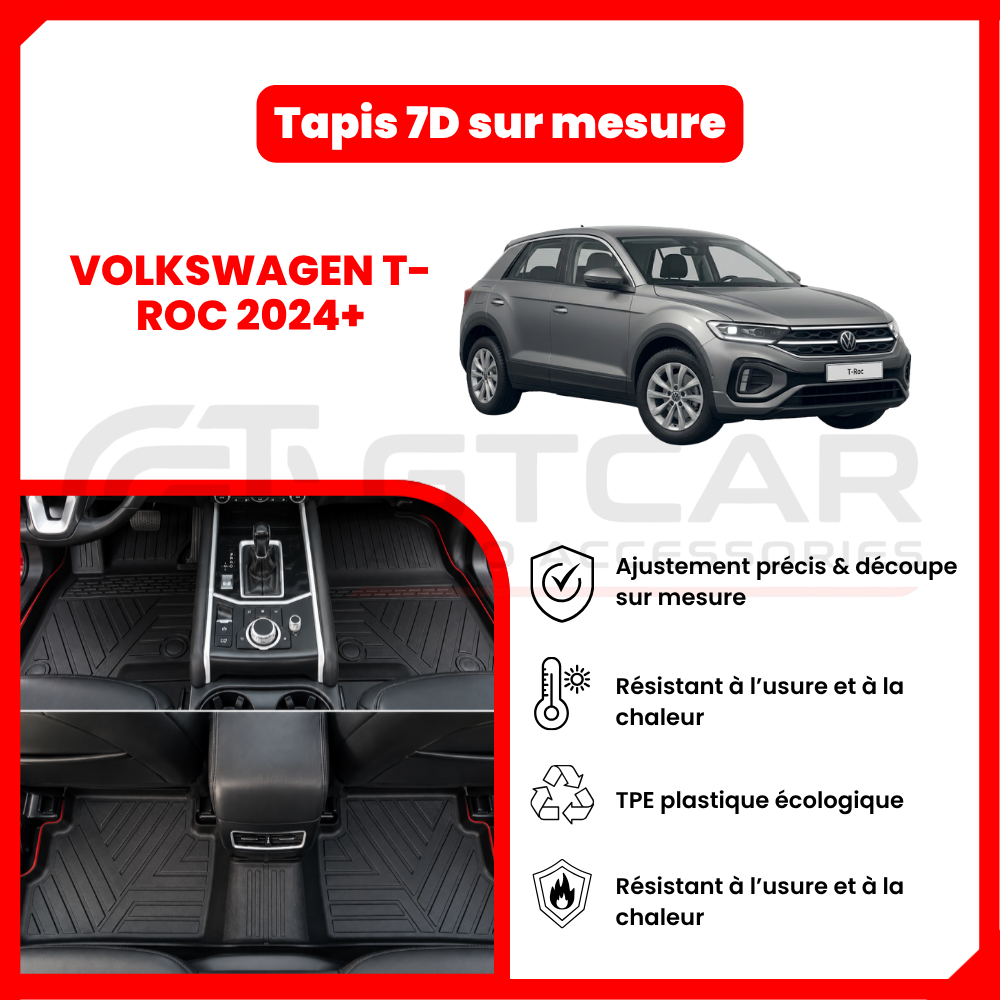 Tapis 7D sur mesure VOLKSWAGEN T-ROC 2024+
