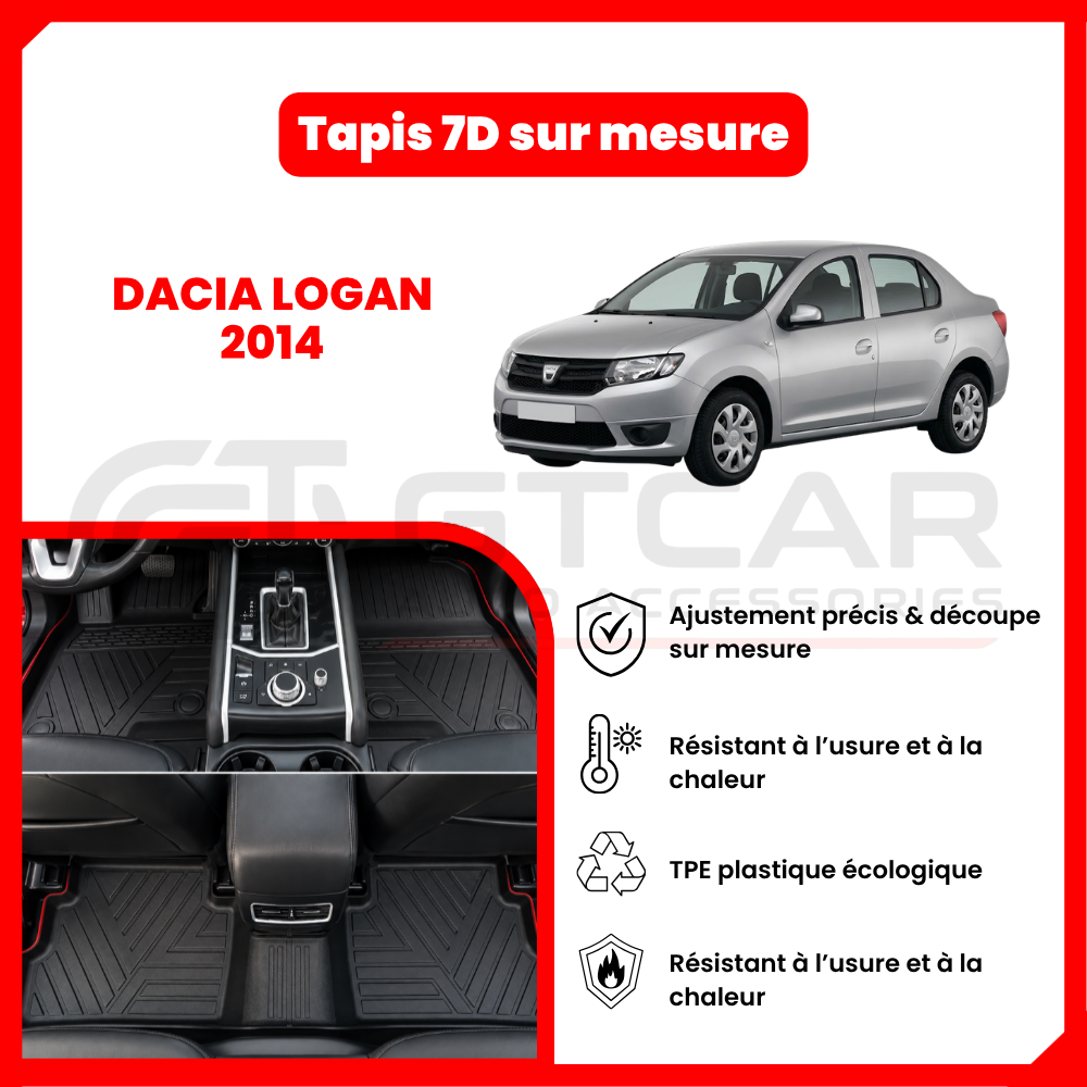 Tapis sur mesure 7D dacia LOGAN 2014