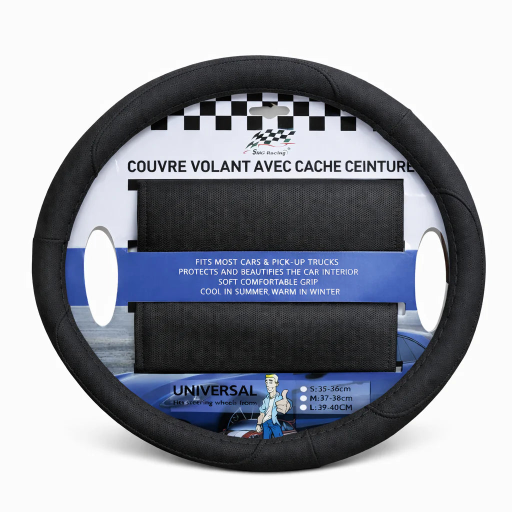 Couvre volant simili cuir + Cache ceinture 38CM