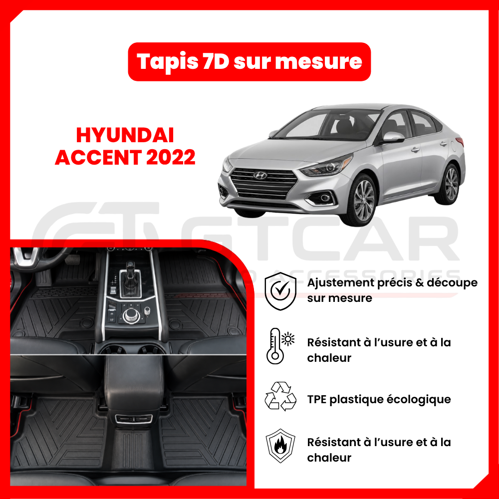 Tapis sur mesure 7D hyundai ACCENT 2022