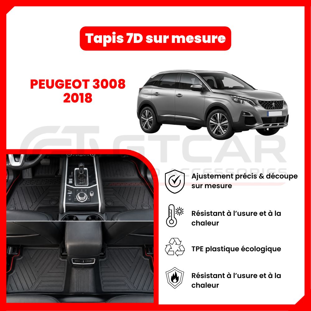 Tapis 7D sur mesure peugeot 3008 2018