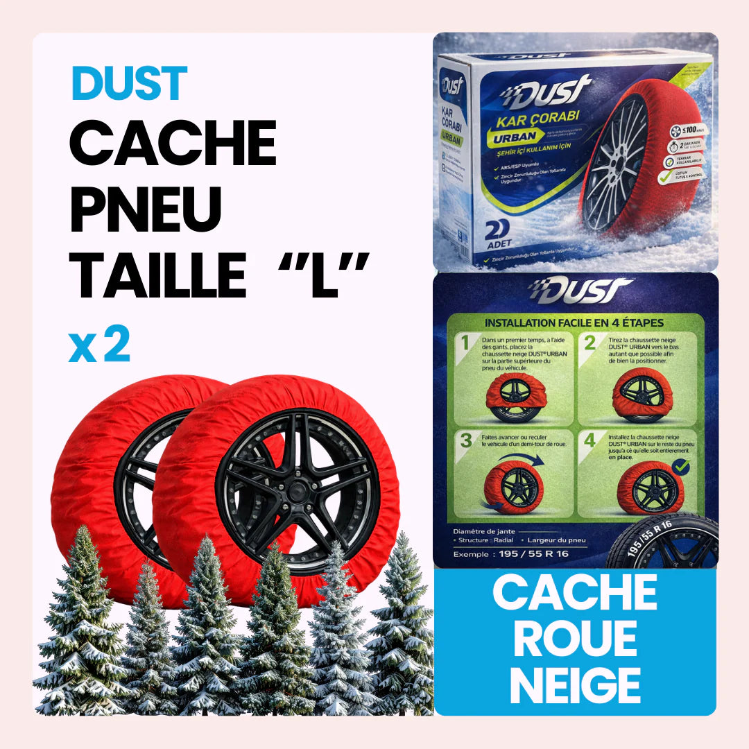 2 Cache roue de neige tissu couleur rouge taille L ''14-15-16-17-18-19-20-21-22