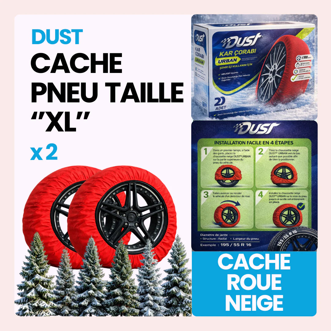 2 Cache roue de neige tissu couleur rouge taille XL ''14-15-16-17-18-19-20-21-22