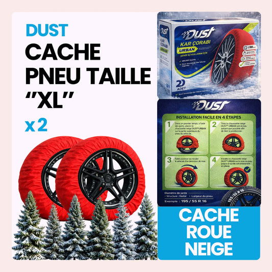 2 Cache roue de neige tissu couleur rouge taille XL ''14-15-16-17-18-19-20-21-22