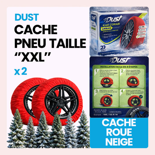 2 Cache roue de neige tissu couleur rouge taille XXL ''14-15-16-17-18-19-20-21-22