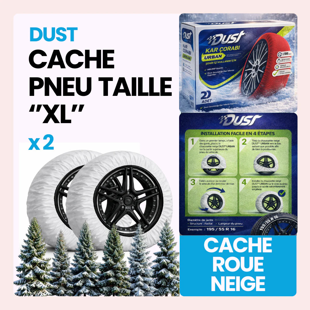 2 Cache roue de neige tissu couleur blanc taille XL ''14-15-16-17-18-19-20-21-22