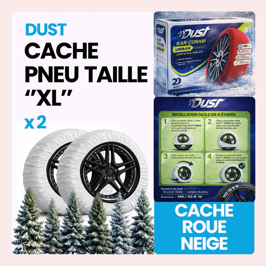 2 Cache roue de neige tissu couleur blanc taille XL ''14-15-16-17-18-19-20-21-22