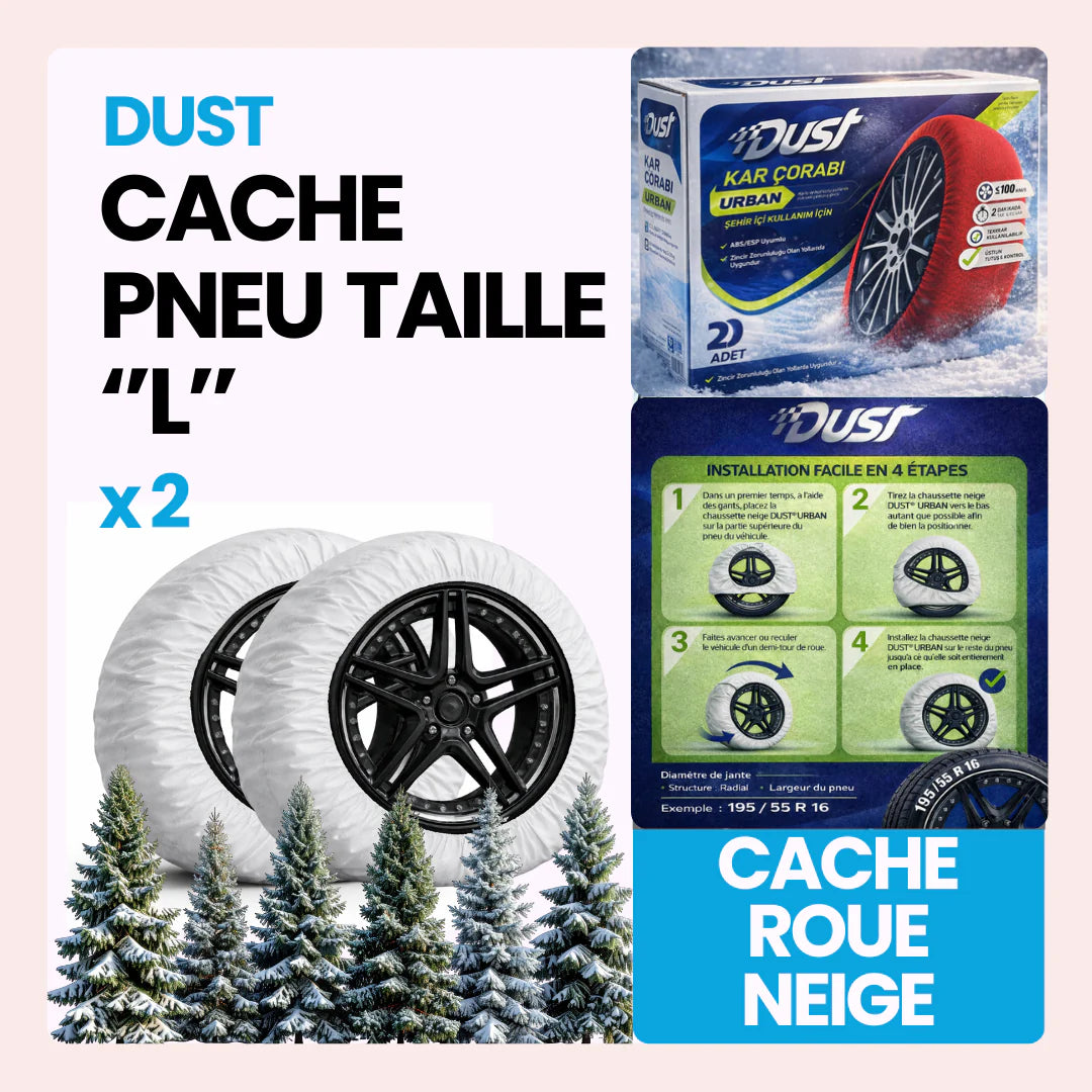 2 Cache roue de neige tissu couleur rouge taille L ''14-15-16-17-18-19-20-21-22